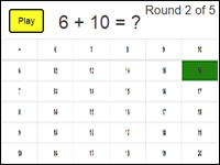 grid addition game for numbers six to ten