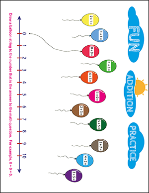 addition practice math worksheet for kindergarten