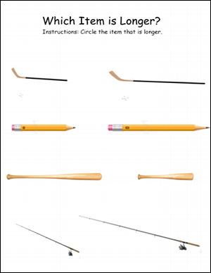 circle the object that is longer math worksheet