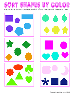 color sorting math worksheet