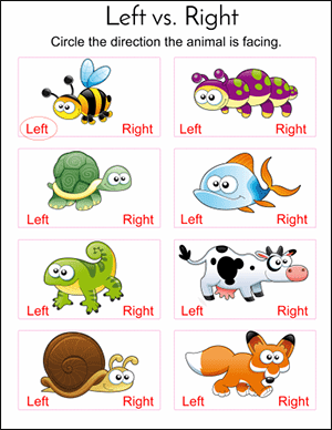 directions right vs left worksheet