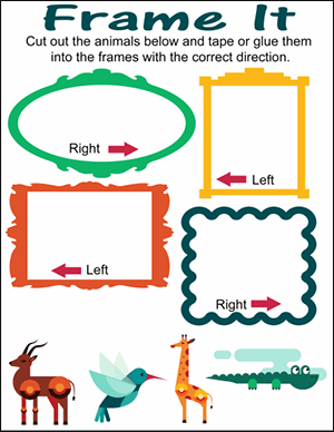 jungle animals right vs left worksheet