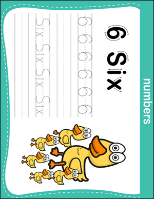 number six writing practice math worksheet for kindergarteners