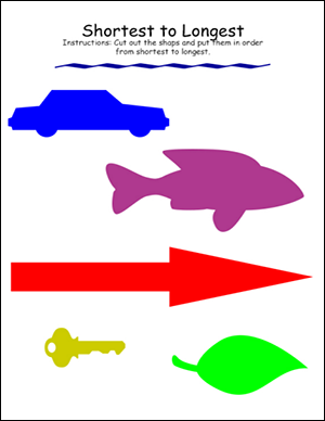 cut out objects and sort them shortest to longest worksheet