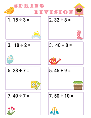 spring division for grade 2 worksheet