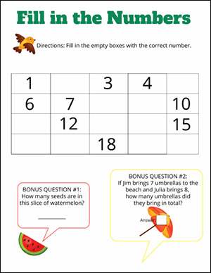 missing numbers worksheet for kindergarten